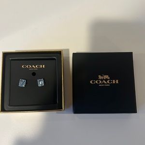 Coach Blue & Silver Stud Earrings in Original Box